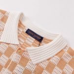 Damier Short-Sleeved Shirt In Orange And White – Sh531