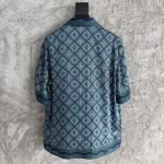 Dark Green Radiating Monogram Short Sleeve Silk Shirt – Sh536