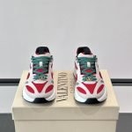 Demivee Mesh And Suede Sneakers In White And Red – Vl228