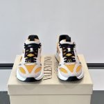 Demivee Mesh And Suede Sneakers In White And Yellow – Vl227