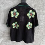 Glitch Orchid Embroidered Short Sleeve Crochet Shirt In Black – Sh544