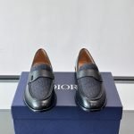 Granville Loafers Black Smooth Calfskin And Black Oblique Jacquard – Cd499