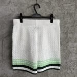 Green & White Tennis Stripe Crochet Shorts