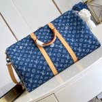 Keepall Bandouliere 50 Bag Blue Monogram Denim Flowers M27781