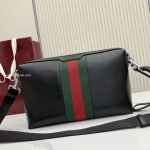 Mega Web Trademark Medium Crossbody Bag Black Soft Calf Leather
