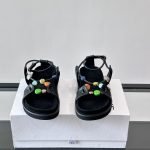 Pebble Beads Fussbett Sandals Black Nappa Lambskin