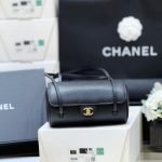 Preppy Coco Small Bowling Bag Black Shiny Caviar Leather