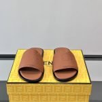Roma Logo Embossed Slides Brown Leather – Fd186