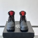 Timberland X Ch Cross Patch Boots In Black With Triple Cross Red