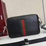 Web Trademark Small Crossbody Bag Black Leather