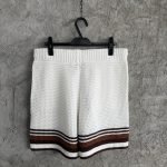 White & Brown Tennis Stripe Crochet Shorts