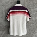 White & Pink Stripe Short Sleeve Crochet Shirt – Sh538