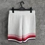 White & Pink Striped Crochet Shorts