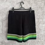 Black & Green Striped Crochet Shorts