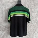 Black & Green Striped Short Sleeve Crochet Shirt – Sh537