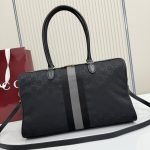 Borsetto Large Boston Bag Grey And Black GG Canvas