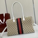 Borsetto Large Boston Bag Sand And Brown GG Canvas