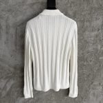 Boucle Long-Sleeve Polo Sweater In White – Sk808