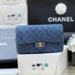 1998 Medium Double Flap Bag Denim Blue