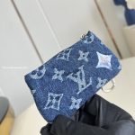 Cles Pochette Key Pouch Blue Monogram Flowers Denim M27561