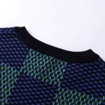 Cotton T-Shirt With Damier Jacquard Fabric In Green And Blue 1Ahbct