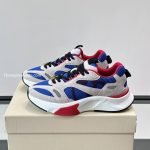 Demivee Mesh And Suede Sneakers In White And Blue – Vl226
