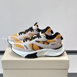 Demivee Mesh And Suede Sneakers In White And Yellow – Vl227