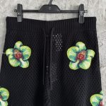 Glitch Orchid Embroidered Crochet Shorts In Black