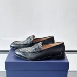 Granville Loafers Black Smooth Calfskin With Beige And Black Oblique Jacquard – Cd489