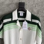 Green & White Tennis Stripe Crochet Short Sleeve Shirt – Sh541