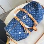 Keepall Bandouliere 50 Bag Blue Monogram Denim Flowers M27781