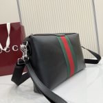 Mega Web Trademark Medium Crossbody Bag Black Soft Calf Leather