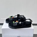 Pebble Beads Fussbett Sandals Black Nappa Lambskin