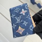 Pocket Organizer Wallet Blue Monogram Flowers Denim M27560