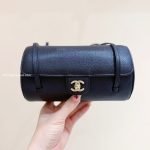 Preppy Coco Small Bowling Bag Black Shiny Caviar Leather