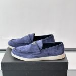 Suede Loafers In Navy Blue – Pd296