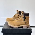 Timberland X Ch Cross Patch Boots In Brown With Trip Cross Black