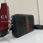Web Trademark Small Crossbody Bag Black Leather