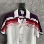 White & Pink Stripe Short Sleeve Crochet Shirt – Sh538