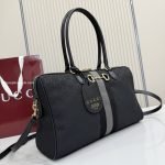 Borsetto Large Boston Bag Grey And Black GG Canvas