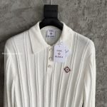 Boucle Long-Sleeve Polo Sweater In White – Sk808