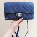 1998 Medium Double Flap Bag Denim Blue