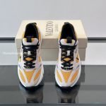 Demivee Mesh And Suede Sneakers In White And Yellow – Vl227