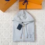 Embroidered Signature Zipped Hoodie In Grey 1Ak7Fg