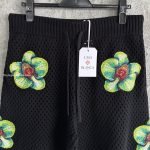 Glitch Orchid Embroidered Crochet Shorts In Black