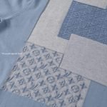 Knitted Patchwork Denim Short-Sleeved Crewneck 1Ak6Xw