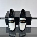 Ma Chain Leather Loafers In Black And White – Ri97