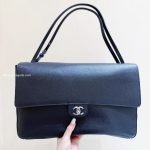 Maxi Souplissimo Large Flap Bag Black Caviar Leather