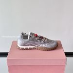 Miumiu Tyre Technical Fabric And Suede Sneakers In Grey
