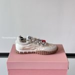 Miumui Tyre Technical Fabric And Suede Sneakers In White